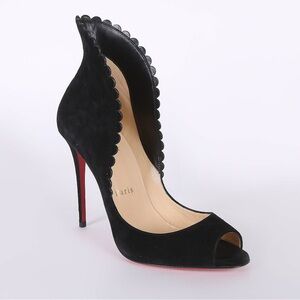Christian Louboutin Pijonina Suede Open Toe Black Pumps